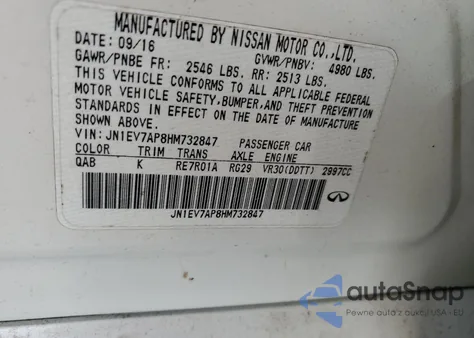 2017 Infiniti Q50 Premium из США, поврежденный, VIN JN1EV7AP8HM732847